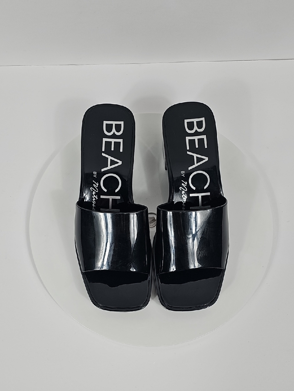 NIB Beach By Matisse Wade Platform Slide Sandals Block Heel Square Toe Black 7 - Picture 4 of 15